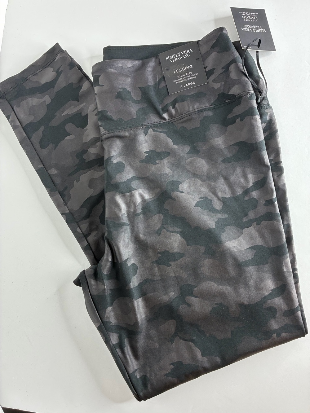 Simply Vera Vera Wang Women's Camouflage Skinny Leggings in Gray and Black